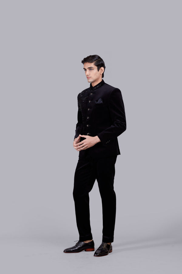B More BLACK ITALIAN COTTON VELVET HAND WORK JODHPURI