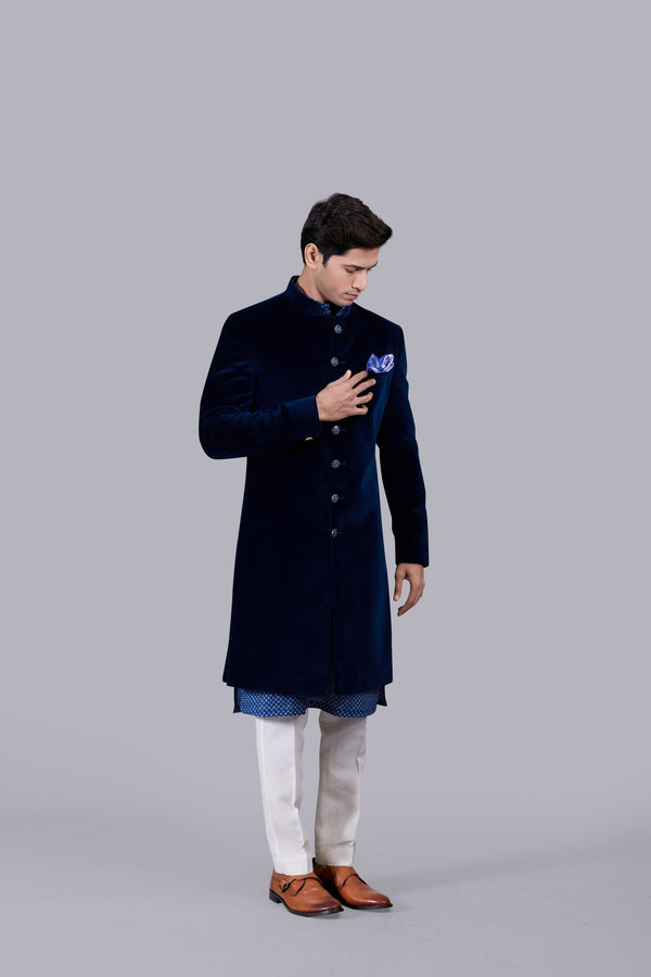 B More BLUE ITALIAN COTTON HAND PAINTED BUTTONS INDO WESTERN