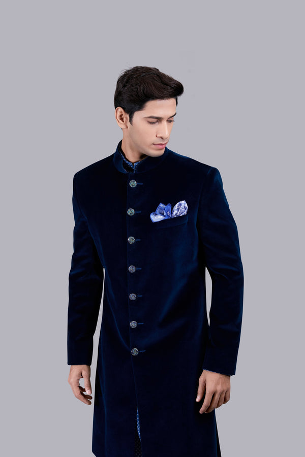 B More BLUE ITALIAN COTTON HAND PAINTED BUTTONS INDO WESTERN