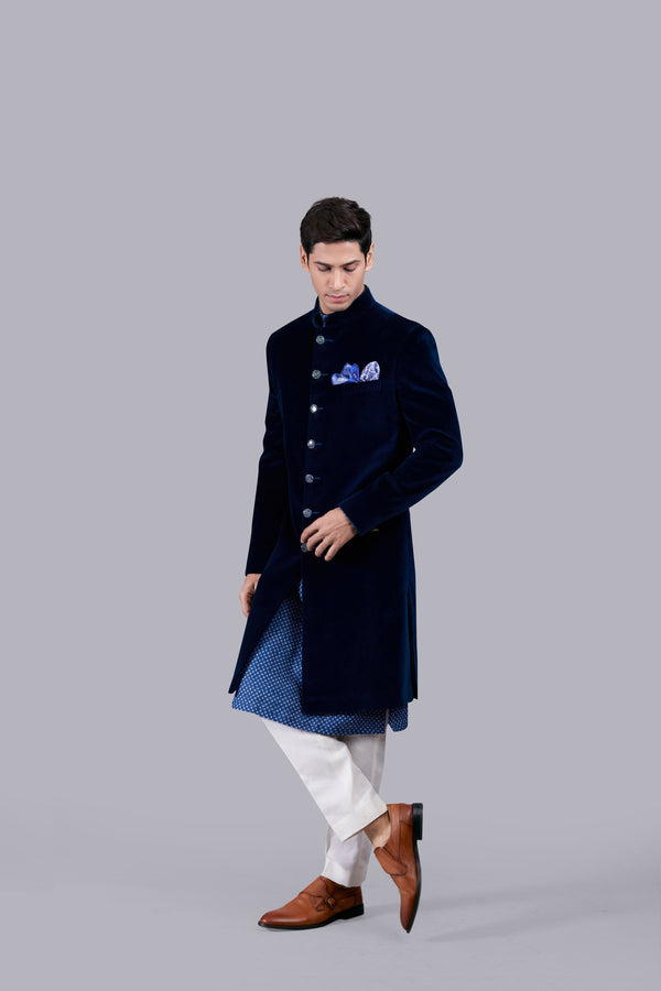 B More BLUE ITALIAN COTTON HAND PAINTED BUTTONS INDO WESTERN