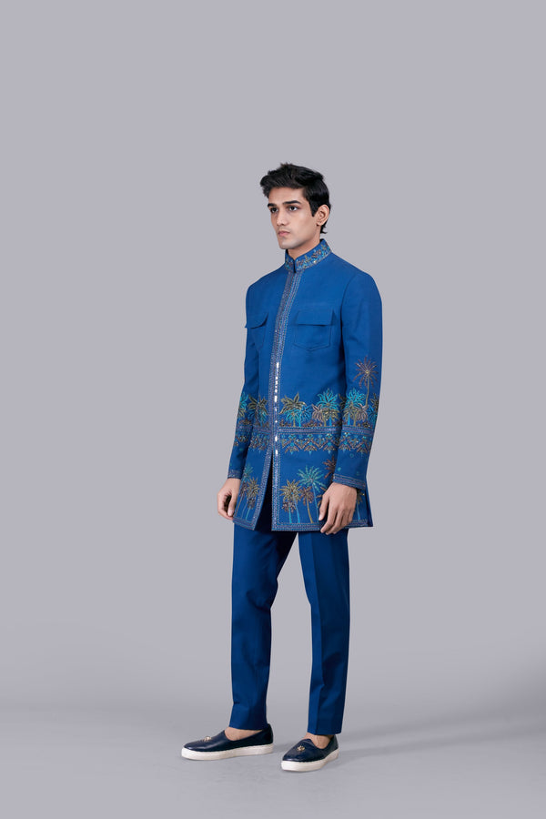 B More BLUE ITALIAN COTTON THREAD WORK INDO WESTERN