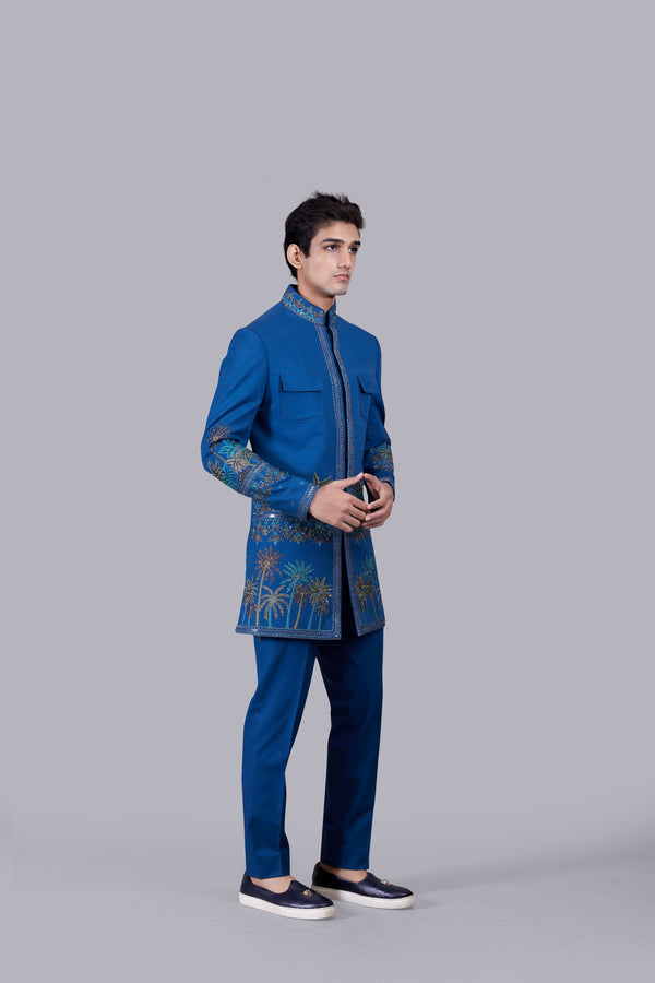 B More BLUE ITALIAN COTTON THREAD WORK INDO WESTERN