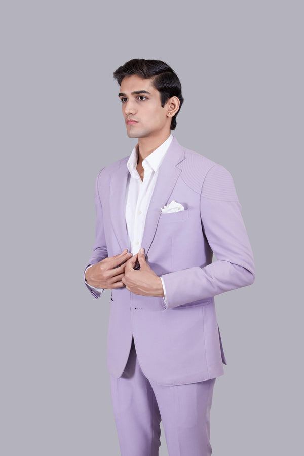 B More LIGHT PURPLE KNITTED LYCRA SADDLE STITCH SUIT