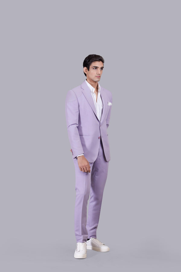 B More LIGHT PURPLE KNITTED LYCRA SADDLE STITCH SUIT