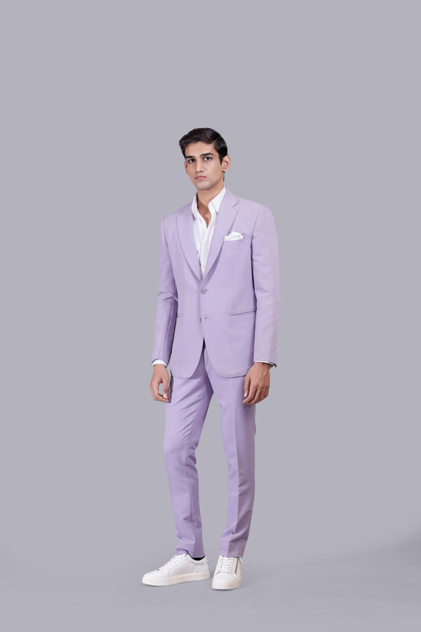 b more LIGHT PURPLE KNITTED LYCRA SADDLE STITCH SUIT