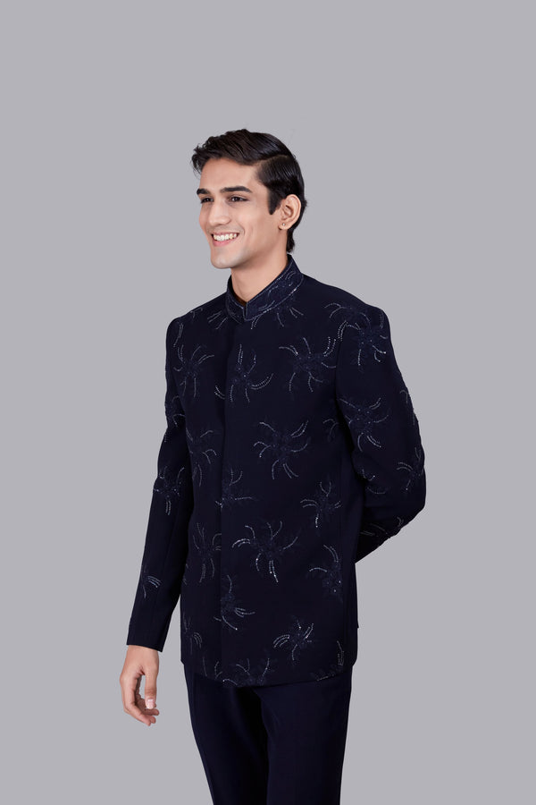 B More NAVY BLUE BOOMARIYO FRENCH KNOT WORK JODHPURI