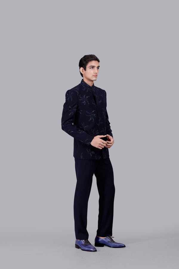 B More NAVY BLUE BOOMARIYO FRENCH KNOT WORK JODHPURI