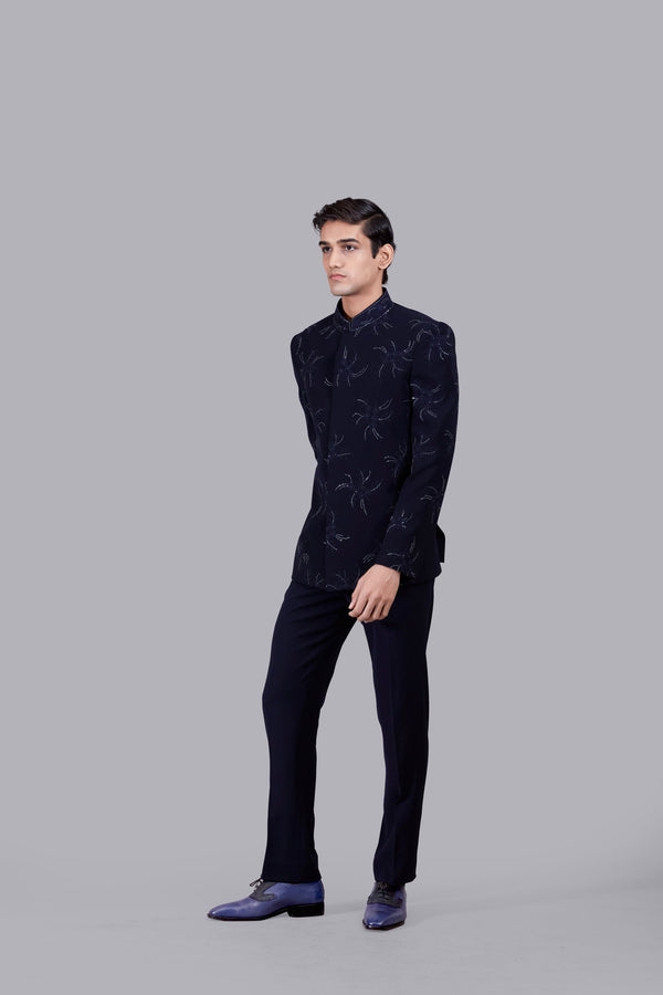 B More NAVY BLUE BOOMARIYO FRENCH KNOT WORK JODHPURI