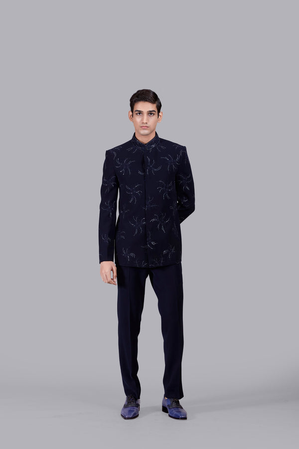 b more NAVY BLUE BOOMARIYO FRENCH KNOT WORK JODHPURI