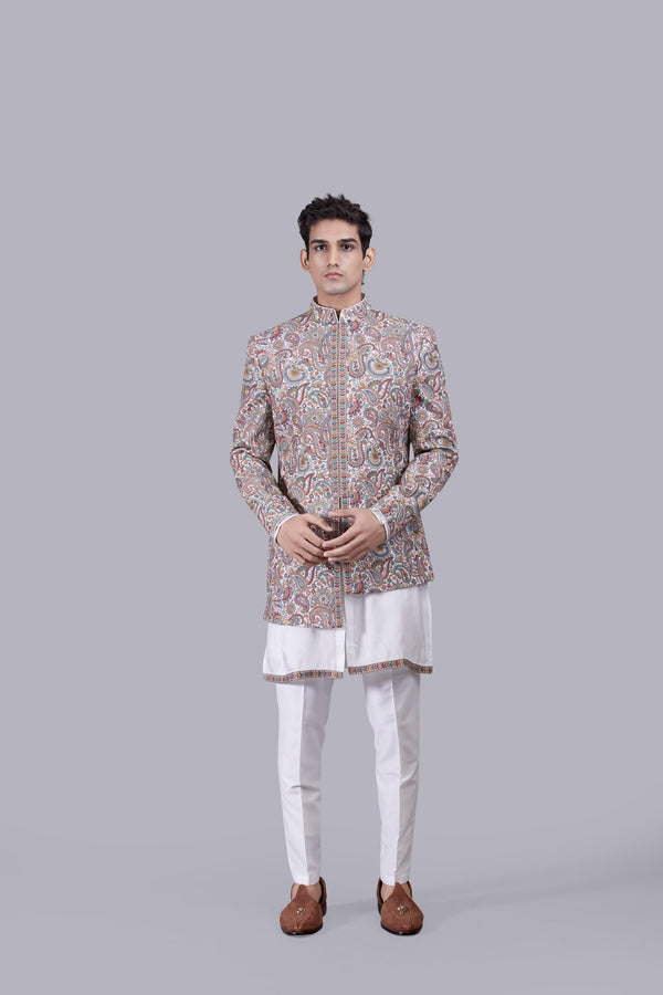 b more OFF WHITE CHANDERI SILK THREAD WORK INDOWESTERN