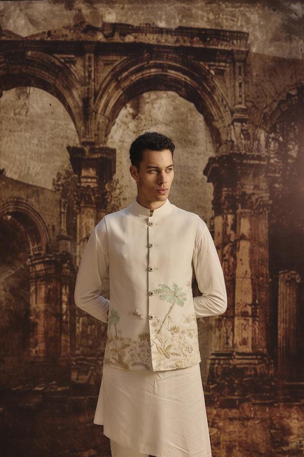 B More Off-White Pure Modal Silk French Knot Work Bundi Sets