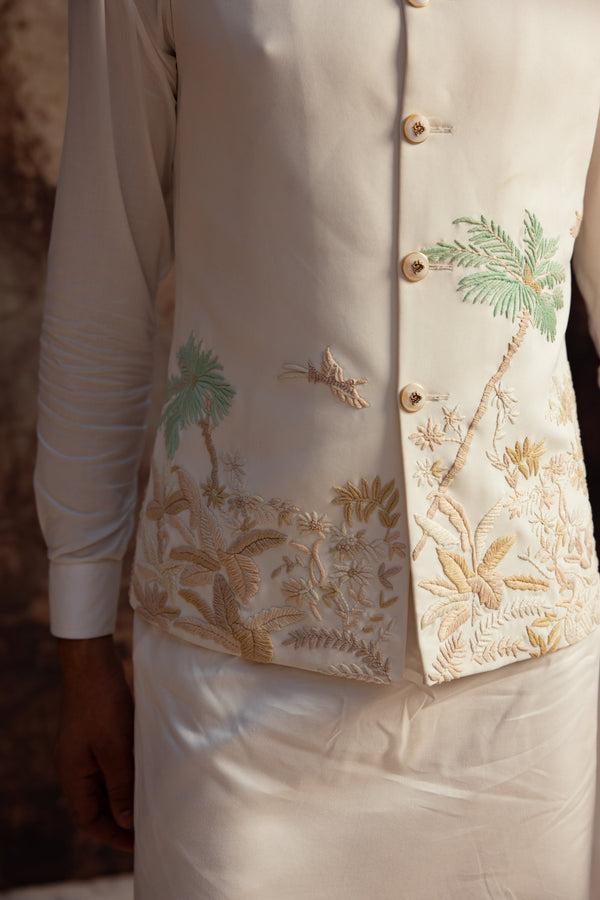 B More Off-White Pure Modal Silk French Knot Work Bundi Sets