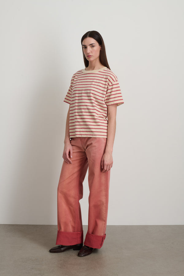 B Sides Atlas Tee Red / Natural Stripe