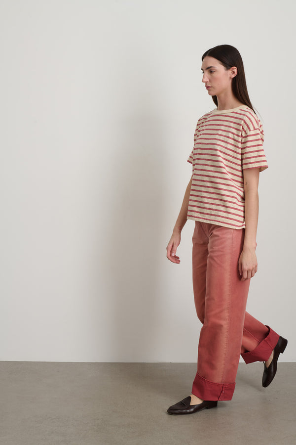B Sides Atlas Tee Red / Natural Stripe