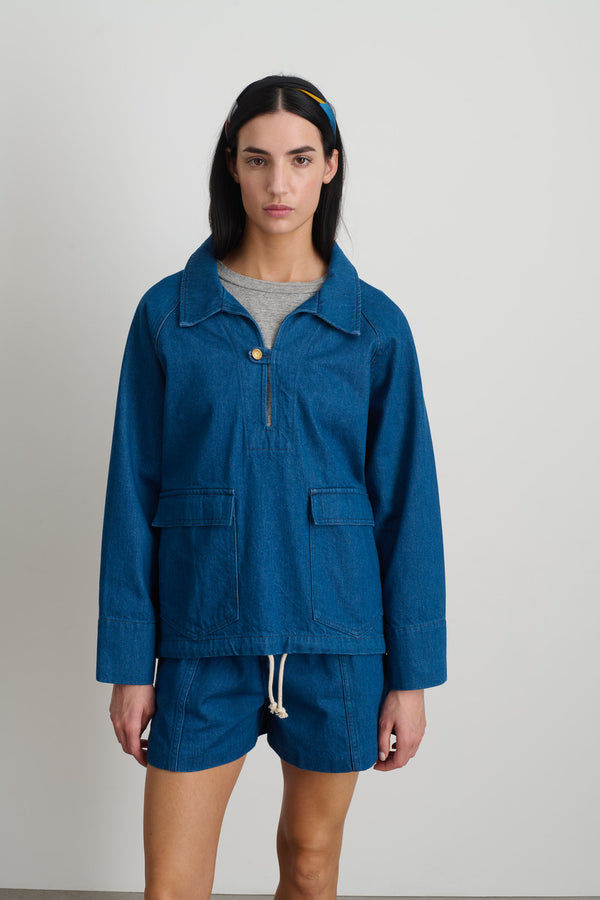 B Sides Davis Anorak Sky Blue Rinse
