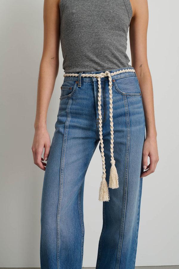 B Sides Fran Macramé Belt Ecru