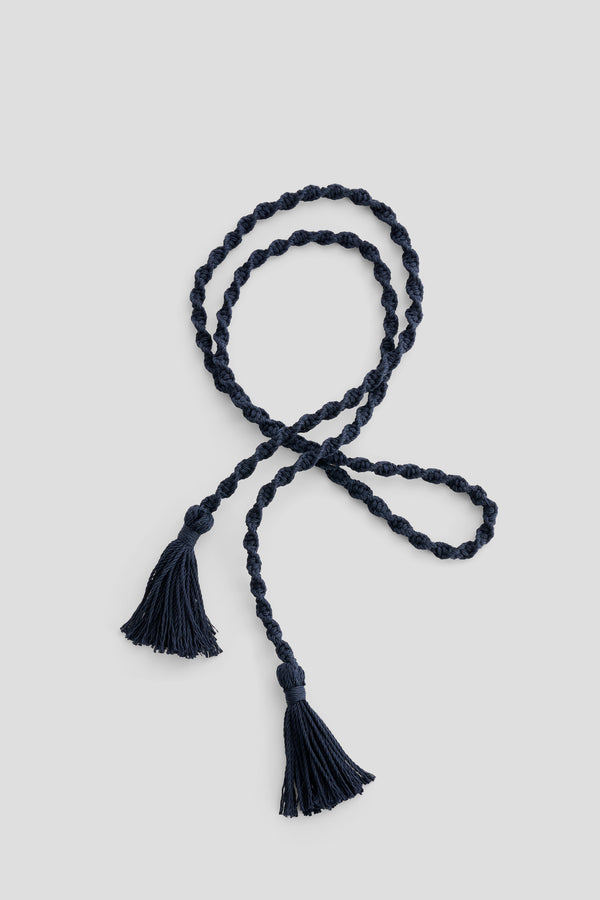 B Sides Fran Macramé Belt Navy