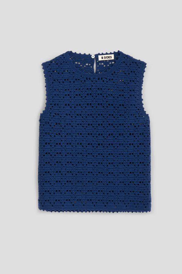 B Sides Joy Crochet Shell Denim Blue