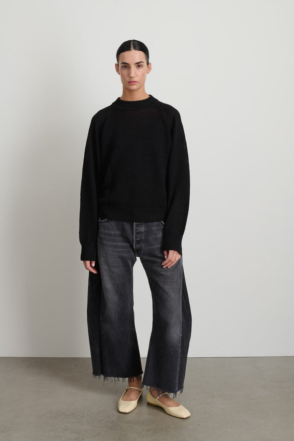 b sides Lind Knit Crew Black