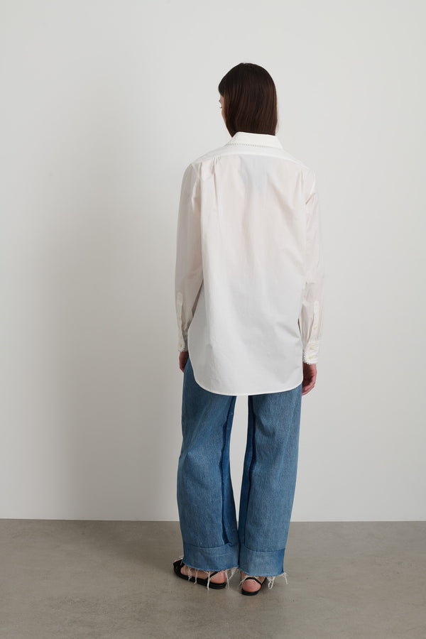 B Sides Louisa Shirt White Poplin W/ Tatted Lace