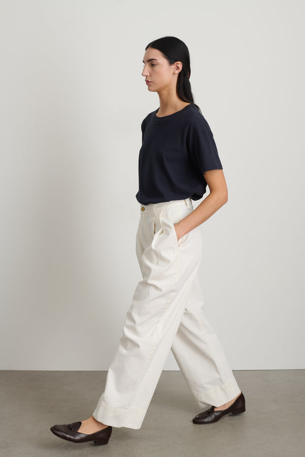 B Sides Martin Pleated Chino Chalk White