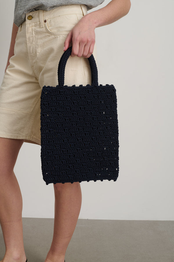 B Sides Nico Crochet Tote Navy