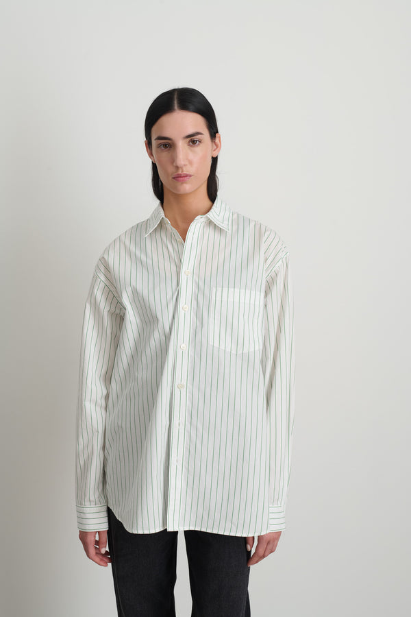 B Sides Nolan Shirt Green White Yarn Dye Stripe