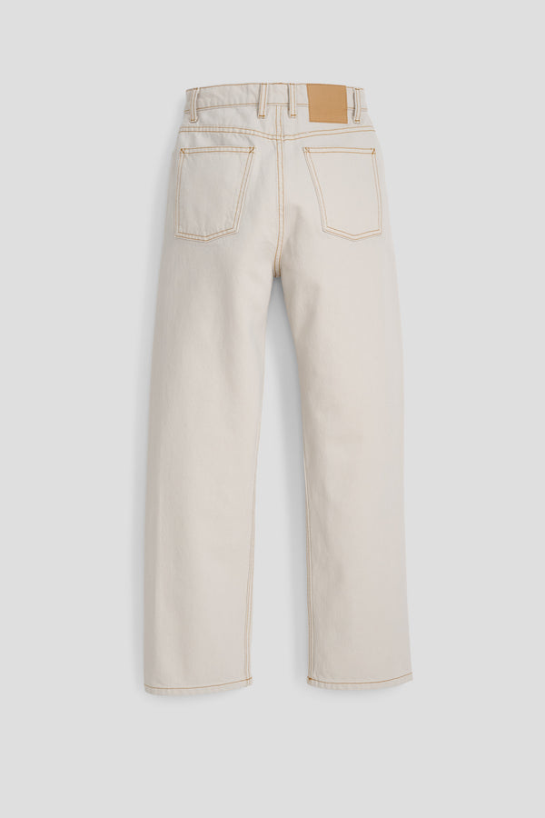 B Sides Plein Relaxed Straight Jean Tile White