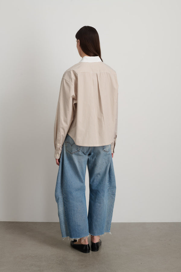 B Sides Sandra Shirt Tan/White Stripe