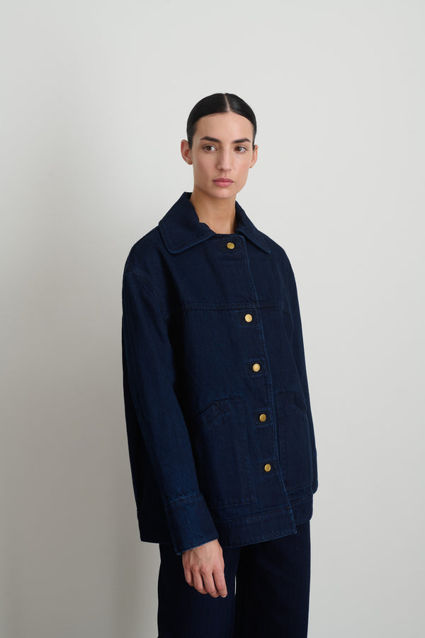 B Sides Stadium Jacket Indigo Rinse