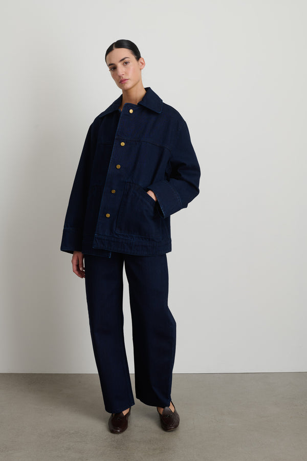 b sides Stadium Jacket Indigo Rinse