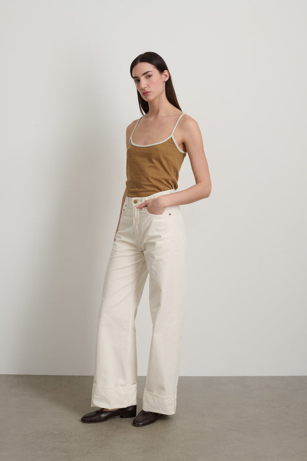 B Sides Zora Ringer Tank Camel/White