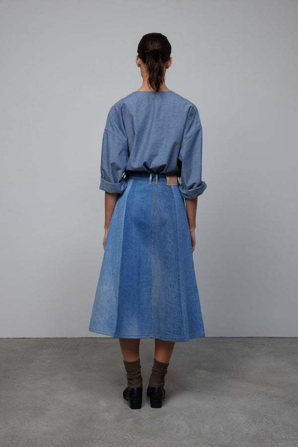 B Sides Reworked Vintage Simone Skirt Classic Mixed Indigo