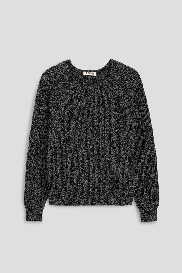 b sides Roll Neck Shaker Stitch Pullover Black / White