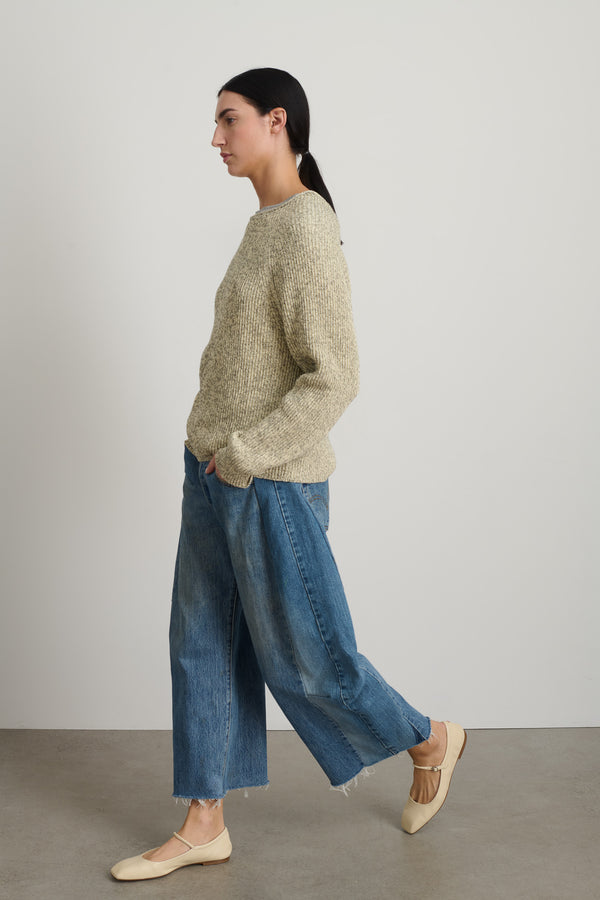 B Sides Roll Neck Shaker Stitch Pullover Ecru / Black