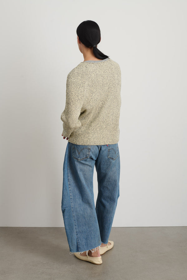 B Sides Roll Neck Shaker Stitch Pullover Ecru / Black