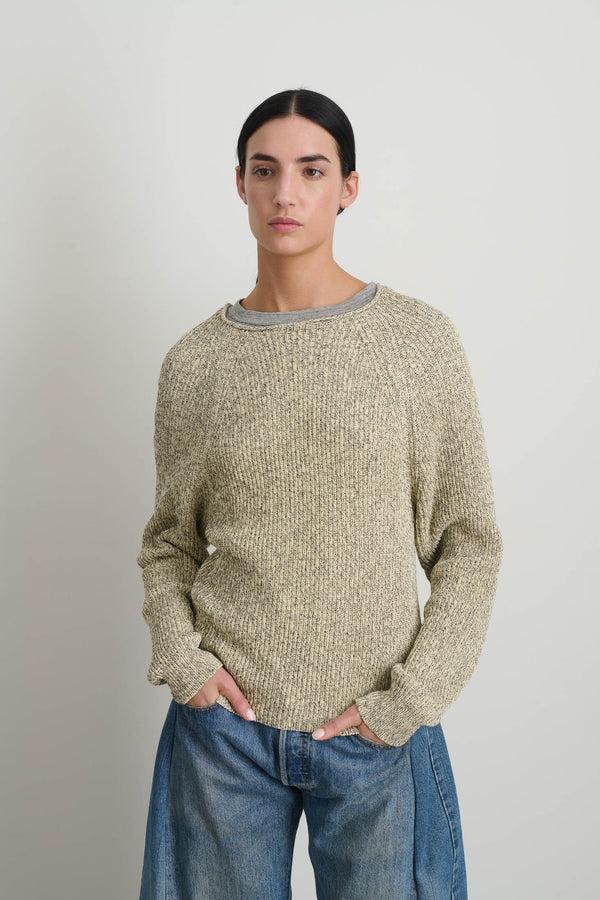 B Sides Roll Neck Shaker Stitch Pullover Ecru / Black