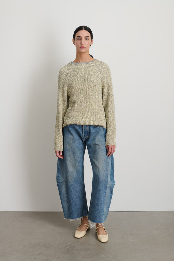 b sides Roll Neck Shaker Stitch Pullover Ecru / Black