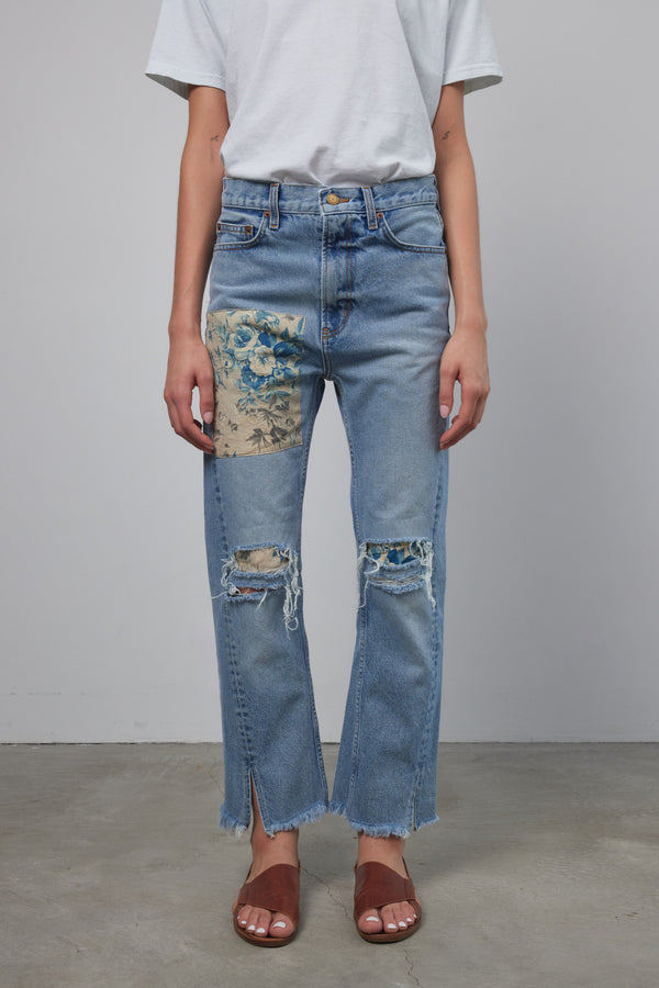 B Sides Stowe Jean Allen Lt. Vintage Found Floral Patchwork