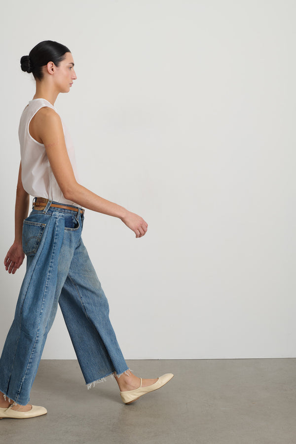B Sides Vintage Lasso Jean Slouch Crop Classic Faded Indigo