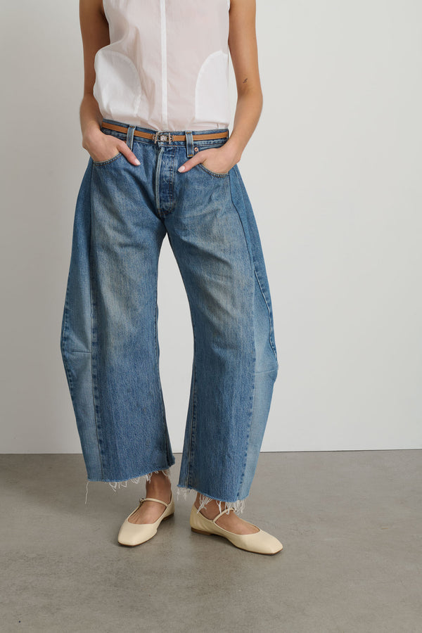 B Sides Vintage Lasso Jean Slouch Crop Classic Faded Indigo