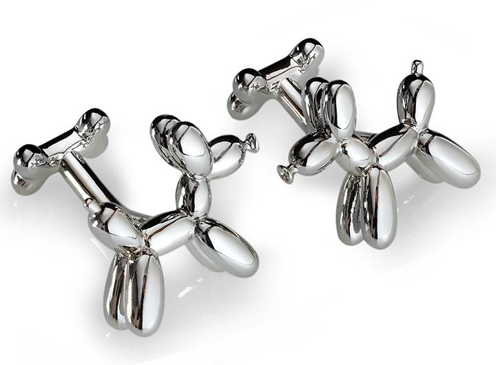 babette wasserman Balloon Dog Cufflinks Rhodium