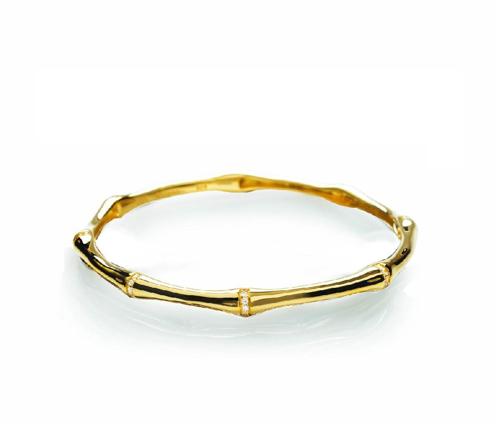 babette wasserman Bamboo Band Bangle Crystal Gold