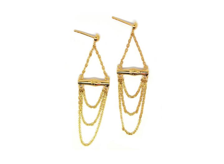 babette wasserman Bamboo Pendant Earrings Gold