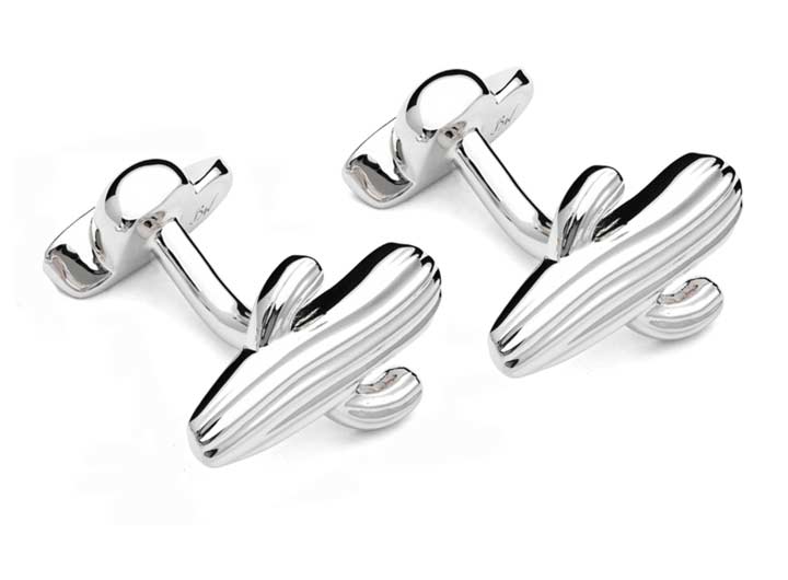 babette wasserman Cactus Cufflinks Rhodium