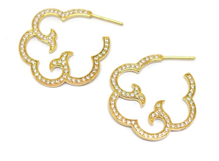 babette wasserman Cloud Hoop Earrings Crystal Gold