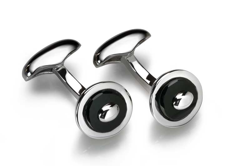 babette wasserman Crystal Button Cufflinks Black