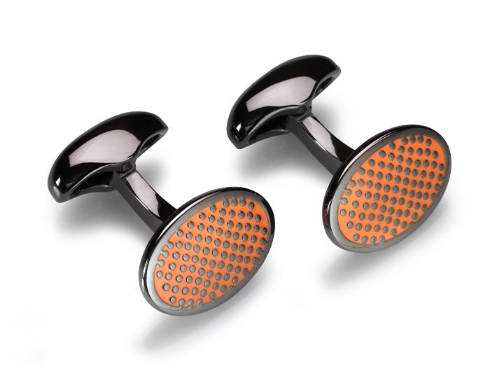 babette wasserman Dotty Enamel Cufflinks Orange