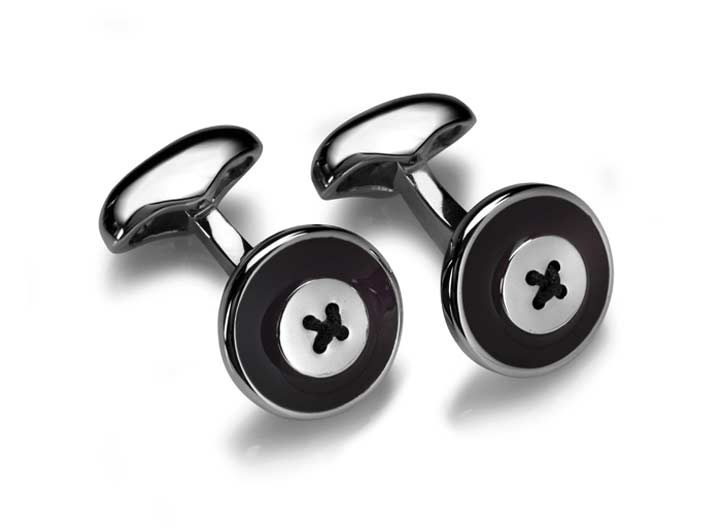 babette wasserman Enamel Button Cufflinks Black