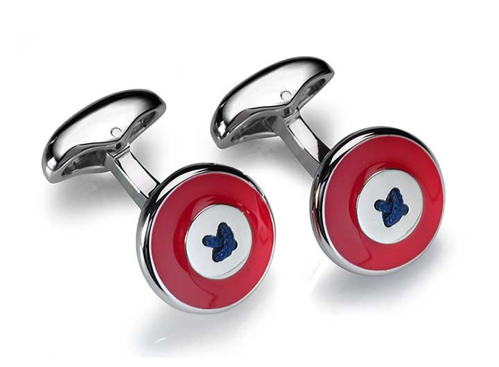 babette wasserman Enamel Button Cufflinks Red